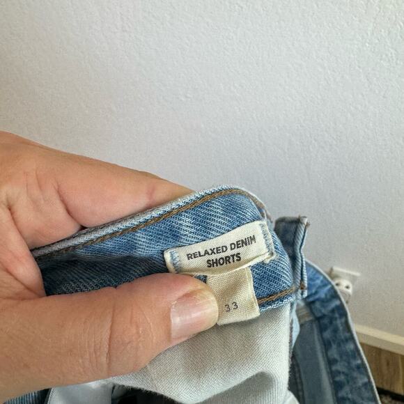 Madewell Mid-Rise Frayed Raw Hem Relaxed Denim Shorts Dunwoody Wash Blue 33 - Picture 9 of 11